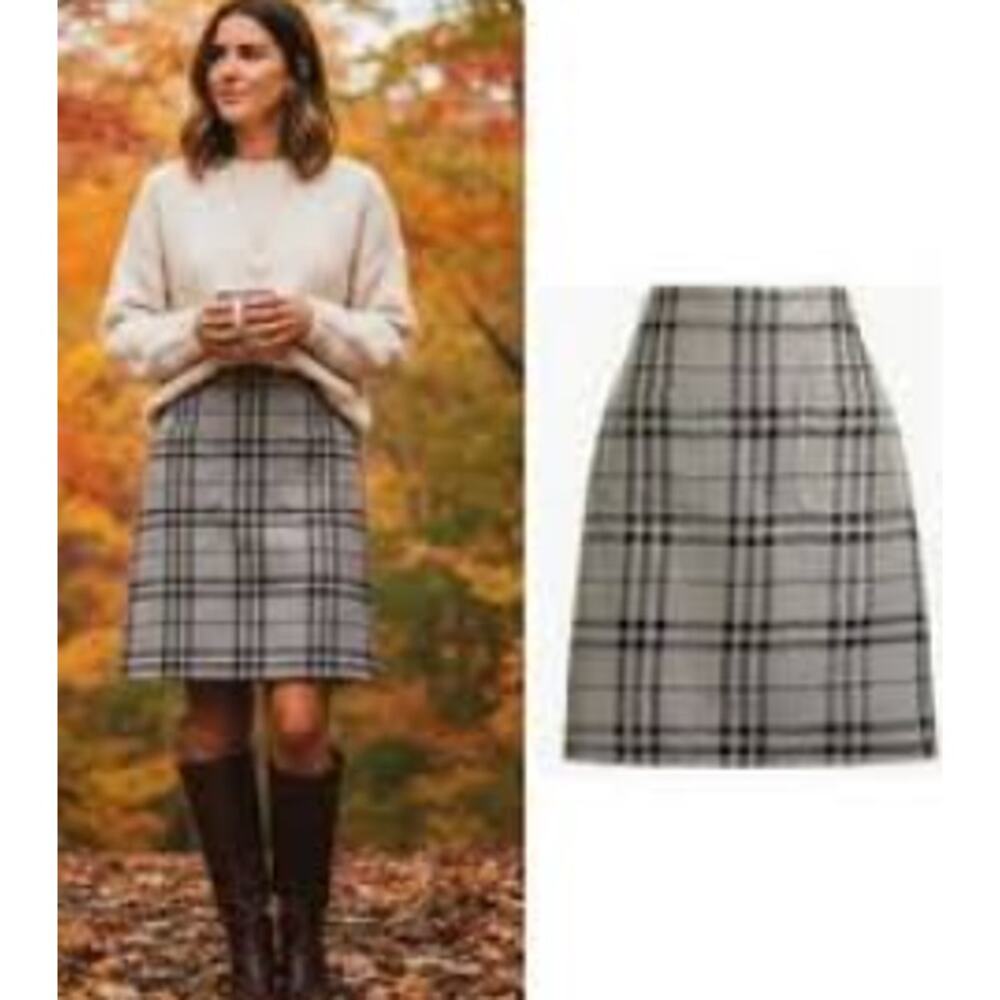 J. Crew Factory Grey Plaid A-line Mini Skirt Size 4